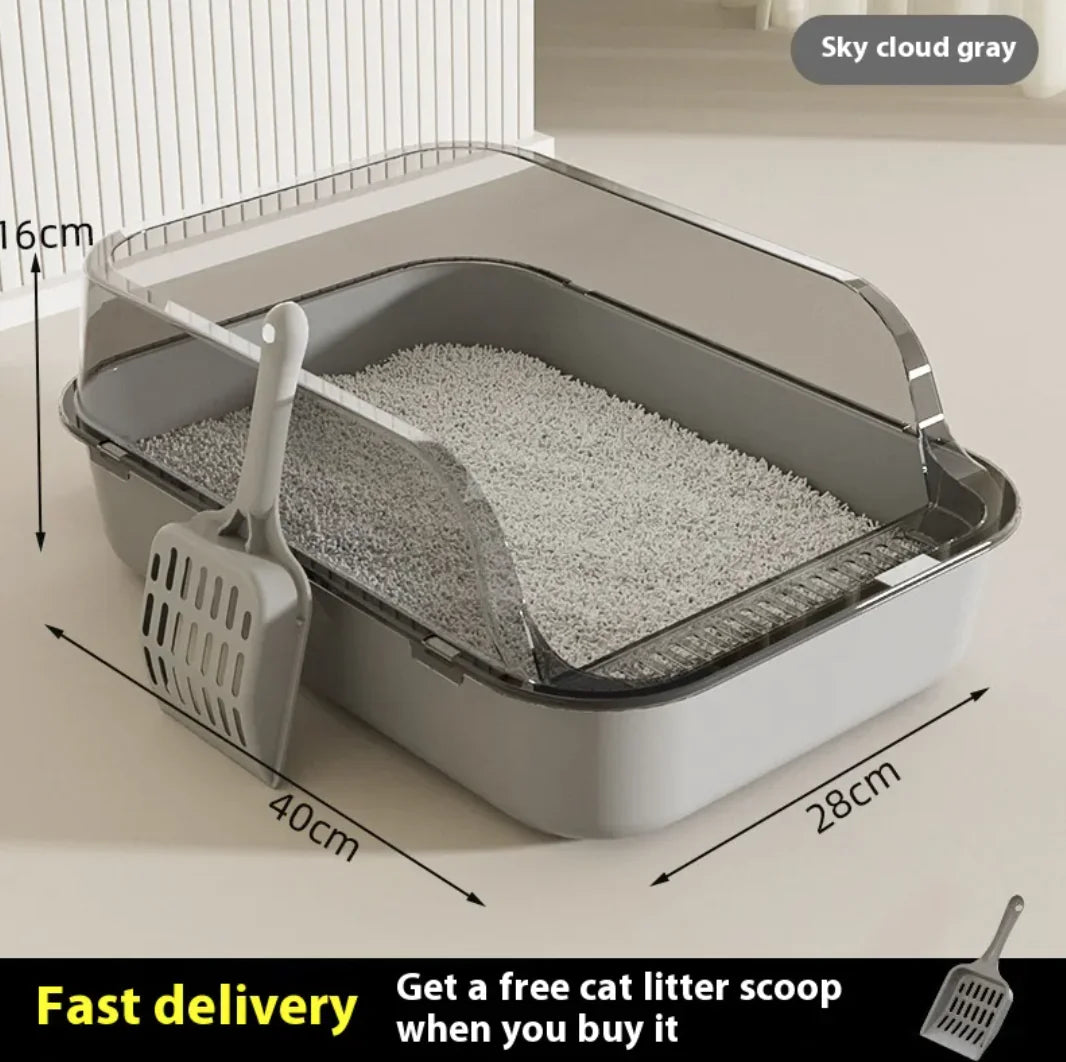Semi-Closed Splash-Proof Cat Litter Box