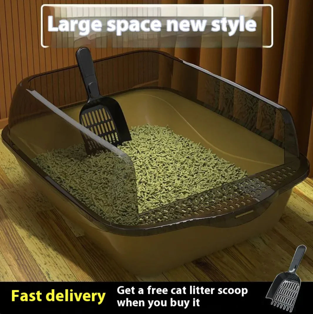 Semi-Closed Splash-Proof Cat Litter Box