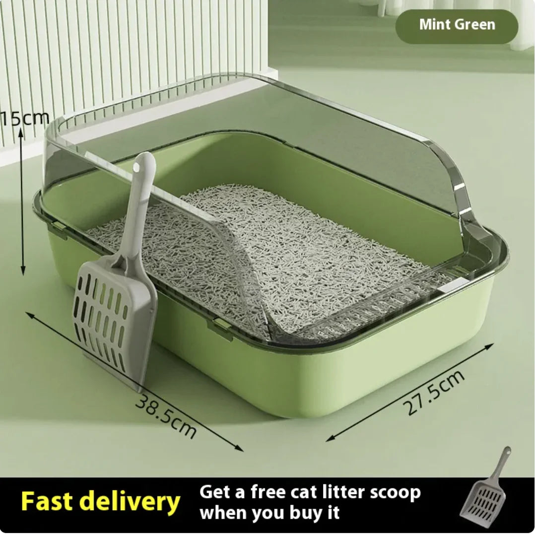 Semi-Closed Splash-Proof Cat Litter Box